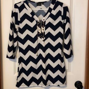 Navy/white chevron dress shirt
